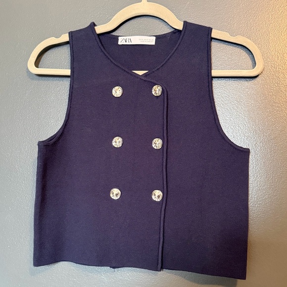Zara Dark Blue Vest with Metallic Buttons - Picture 4 of 4